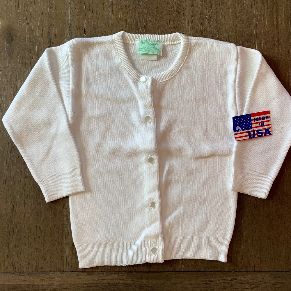 New Children's White 100% Cotton Cardigan